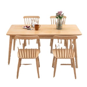 Nordic Solid Wood Dining Table Set 4 Piece Rectangular Natural Color Durable For Home Use - Product Image 5