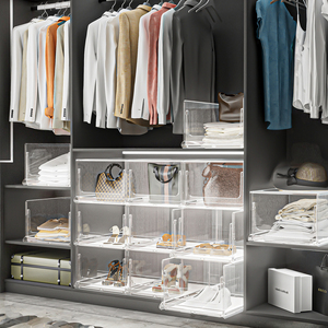 Choice Fun PET Cabinet Stackable Transparent Plastic Multifunctional Storage Clothes <strong>Foldable</strong> Display Box <strong>Foldable</strong> <strong>Shoe</strong> <strong>Rack</strong> - Product Image 1