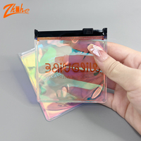 Pochette cosmétique en plastique transparente avec logo personnalisé ZHIHE, pochette holographique en PVC pour bijoux avec fermeture éclair, sac à fermeture éclair