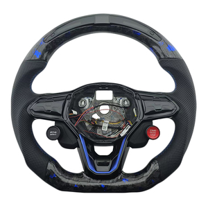 พวงมาลัยคาร์บอนไฟเบอร์หุ้มหนังแท้ R8 พร้อมไฟ LED สำหรับตกแต่งรถยนต์ Volkswagen Golf Polo Passat ลดราคาพิเศษ - Product Image 1