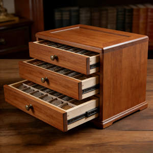 उच्च गुणवत्ता वाला सिक्का बॉक्स कैबिनेट महोगनी-रंगीन स्मारक बुलियन चांदी सिक्का सुरक्षा सुरक्षित मामला - Product Image 6