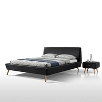Lit double Willsoon de style nordique moderne européen, cadre de lit rembourré en similicuir PU, cadre de lit en bois pour meubles de maison