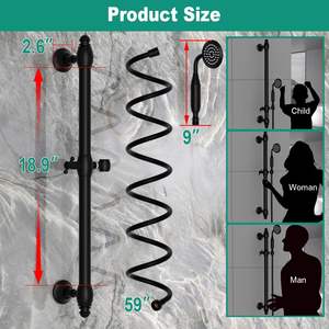 Pomme de douche rétro en laiton noir mat, à main, murale, hauteur réglable, barre coulissante, écologique, haute pression, pour hôtel, toilettes - Product Image 3