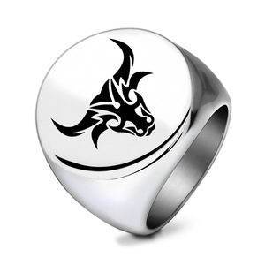 Bague Tête de Taureau Ronde 22MM en Acier Inoxydable 304, Style Européen et Américain, Bijou Femme, Cadeau - Product Image 5