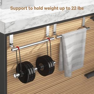 Stainless Steel <strong>Over</strong> <strong>Door</strong> <strong>Towel</strong> Rack Bar Holders for Universal Fit on <strong>Over</strong> Cabinet Cupboard <strong>Doors</strong> 2 Pack - Product Image 5