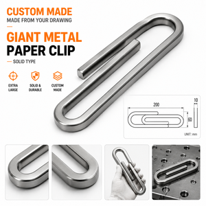 Pince de reliure en métal massif en forme de trombone, en fil d'acier épais plié CNC, pour documents de bureau, haute résistance à la pression - Product Image 1