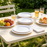 Assiettes en plastique jetables à bord festonné en dentelle gaufrée, motif floral, pour mariages, fêtes et banquets – Vente en gros