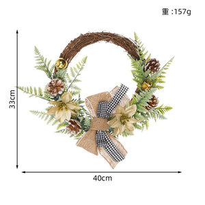 Baoxin 1PC Nouveau rotin guirlande de Noël porte couronne murale avec Homo Sapiens chapeau petit produit de mariage - Product Image 3