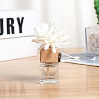 Bouteille d'aromathérapie décorative pour voiture, 8 ml, ronde, transparente, diffuseur de parfum pour voiture, bouteille en verre vide avec clip