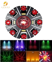Luz de Escenario con Bola Mágica de Ocho Brazos RGBW de 120W, DMX512, Control Remoto, Sonido, Estroboscópica, Giratoria, para DJ, Discoteca, Fiesta, KTV, Bar, Cabeza Móvil