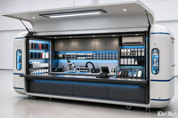 Kiosque de réparation de téléphones portables |   Kiosque alimentaire mobile personnalisé, remorque de réparation de téléphones portables avec poste de travail climatisé