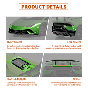Kit carrosserie extérieur de style P pour Lamborghini Huracan 610 en FRP et fibre de carbone, pièces automobiles, modifiés, kit carrosserie - Product Image 5