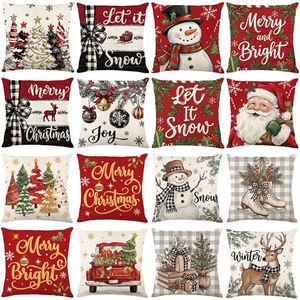 Merry Winter Holiday Decor Pink Snowman <b>Throw</b> Cushion Case 45*45Cm 4Pcs/Set Christmas Pillow Covers - Product Image 3