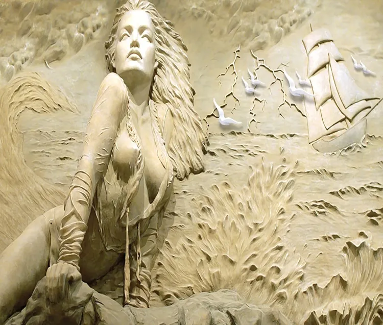 Papel tapiz de estilo europeo para pared Interior, escultura Mural con 3d de personaje, Mural moderno