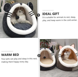 Wholesale Manufacturer Warm Soft Solid Pattern Fashion Style <b>Cat</b> Bed Removable Washable Carton Packed - Product Image 4