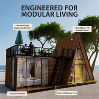 Villa moderne de luxe à ossature A, à faible hauteur, isolée thermiquement, modulaire, préfabriquée, petite maison triangulaire, appartement, ferme, salon