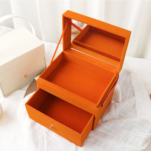 Hộp Quà Tặng Cao Cấp Hộp Đựng Trang Sức Ngăn Kéo 2 Lớp Bằng Nhung Da Lộn Hộp Đựng Mỹ Phẩm Son Môi Hoa Hồng Có Ngăn Kéo - Product Image 3