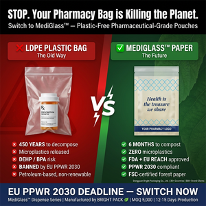 Pochettes médicales en papier enduit de cire sans plastique Bright Packaging, biodégradables, recyclables, conformes aux normes alimentaires FDA, avec fermeture autocollante numérique - Product Image 3