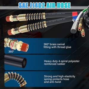 <span class=keywords><strong>Kit</strong></span> de <span class=keywords><strong>tuyau</strong></span> de <span class=keywords><strong>frein</strong></span> à air en <span class=keywords><strong>cuivre</strong></span>/caoutchouc/aluminium 3 en 1 de 12 pieds avec filetage de 1/2 pouce, pression de fonctionnement de 225 psi pour les semi-remorques Peterbilt - Product Image 5