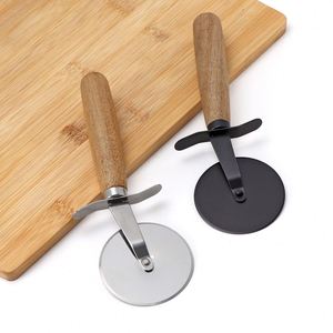 Stainless Steel Single Herb <b>Wheel</b> Pie Roller Divider Acacia Wood Handle Pizza Cutter - Product Image 4