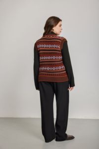 Gilet da <span class=keywords><strong>donna</strong></span> in maglia jacquard a righe etniche Fair Isle retrò, senza maniche, per il tempo libero, campeggio e vacanze - Product Image 3