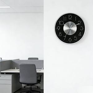 Reloj de Pared Colgante de Cuarzo Analógico de Metal con Esfera Negra Oscura de 12 Pulgadas, Estilo Moderno - Product Image 3