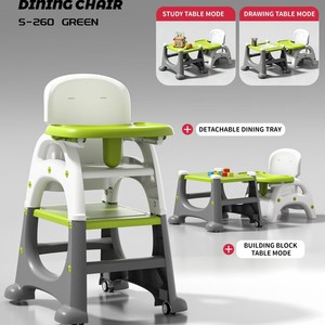 Seggiolone Multifunzionale per Bambini, Sedia da Pranzo Regolabile con Ruote, Pieghevole - Product Image 2