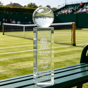 Trofeo <span class=keywords><strong>de</strong></span> Tenis <span class=keywords><strong>de</strong></span> Cristal Noble Clear K9, Rectangular, Extra Largo, con Grabado Personalizado, para el Jugador Destacado <span class=keywords><strong>de</strong></span> la <span class=keywords><strong>Academia</strong></span> <span class=keywords><strong>de</strong></span> Tenis - Product Image 1