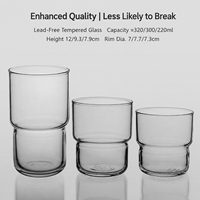 Gobelet en verre trempé empilable en gros, 220 ml, 300 ml, pour café, whisky, jus, eau, pour hôtel, café, usage domestique quotidien