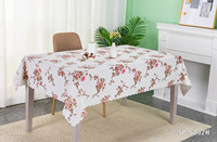 IUIU personnalisé fleur rouge Floral Table à manger tissu lin