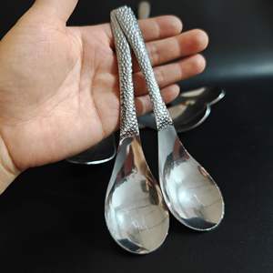 Cuchara de acero inoxidable martillada, cuchara doméstica engrosada, cuchara para niños, cuchara con textura martillada, cuchara de postre de alta calidad - Product Image 5