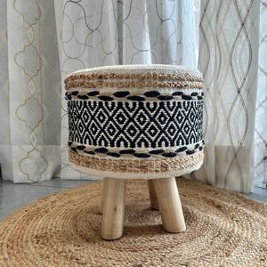 Handcrafted Cotton Pouf Ottoman <b>Stool</b> for Home Seating Footrest <b>Vanity</b> Area and Bedroom Decor - Product Image 4