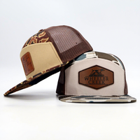 Hot Sale Custom 3D Embroidery Mens Leather Patch Logo Mesh Plain Richardson 168 7 Panel Trucker SnapBack Hat Cap