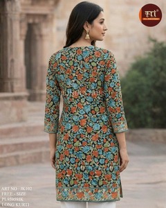 Top Selling Women Multi Colour Designer Georgette Fancy Ethnic Modern Quick Dry Digital Printing Regular Fit All Seasons <b>Kurti</b> - Product Image 3