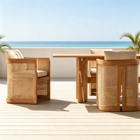 Meubles en teck de luxe, meubles en teck d'extérieur, ensemble de salle à manger pour patio et jardin, table et chaises en bois massif