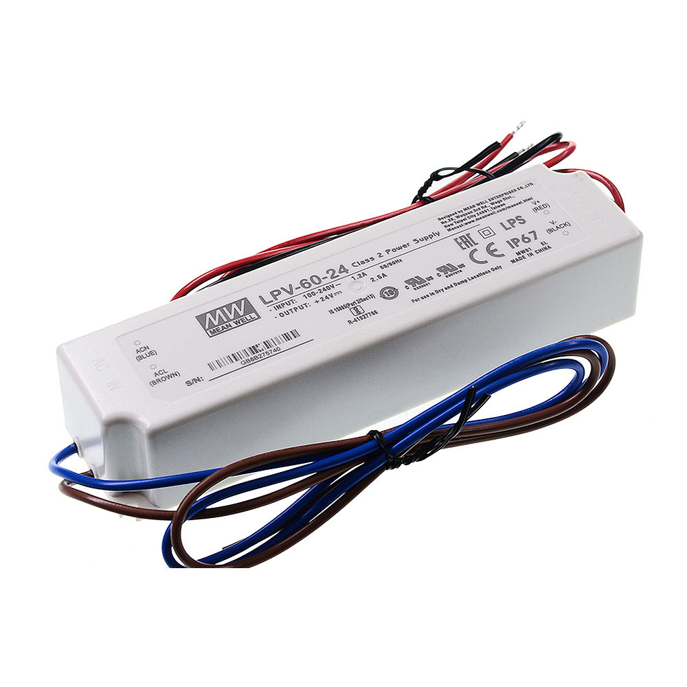 Meanwell LED ve elektrik ürünleri LPV-60-15 15VDC çıkış 60W 4A IP67 led güç kaynağı