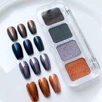 Ensemble de 4 poudres magiques effet miroir, couleur unie, pigment Aurora Moonlight, pour la décoration d'ongles DIY