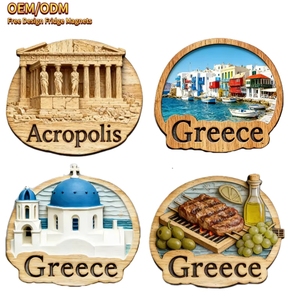 <strong>Acropolis</strong> Santorini Art Deco Wooden Fridge Magnets Eco-Friendly Greek Travel Gift - Product Image 1