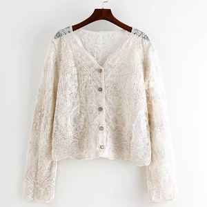 Vintage Bohemian Hollow Knit <strong>Cardigan</strong> Women's Breathable Long Sleeve Crochet Lace Cover-Up Versatile Beachwear <strong>for</strong> <strong>Summer</strong> - Product Image 2