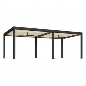 Pérgola moderna RKOVE RK-C3 4*6 con techo de lamas motorizadas, luz LED y ventilador de techo, gazebo de jardín para patio. - Product Image 1