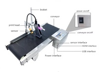 Impresora de fecha de caducidad automática de escritorio, máquina de impresión de fecha de caducidad de botella de plástico de lata de inyección de tinta en línea con mini transportador
