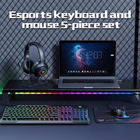 Clavier, souris, casque et tapis de souris ergonomiques lumineux pour jeux vidéo Onikuma TZ5008, ensemble de jeu mécanique 5 en 1