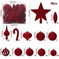 Ensemble de décorations pour sapin de Noël, boules en plastique floquées en velours, ornements suspendus pour la maison, les fêtes, les mariages