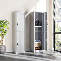 Armoire en acier moderne à 2 portes, casier métallique pour salle de sport, école, casier de rangement à 2 compartiments, armoire de gym en acier multi-portes avec serrure à clé