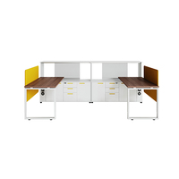 Poste de travail modulaire ouvert moderne pour 4 personnes, mobilier de bureau, design de table de travail, table de bureau avec pieds en métal, postes de travail de bureau