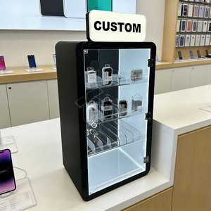 Support d'affichage de chargeur de téléphone portable en acrylique pour bureau, avec lumière LED et porte verrouillable, pour accessoires de téléphonie mobile - Idéal pour les magasins de détail - Product Image 1
