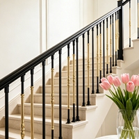 LD-Metal Modern  Balustres et meneaux ronds en fer forgé, laiton doré et noir, style français, 5/8 po, pour la décoration d'escaliers