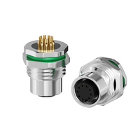 Lshitech 2-17-poliger Edelstahl-Panelstecker mit Kabel, wasserdicht IP67, Frontsteckdose für industrielle Signalsteckverbinder