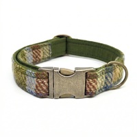 Collier pour chien Moorland Country Check Harris Tweed 100 % laine, personnalisé, gravé, avec fermoir Alumax à dégagement rapide, doublure douce