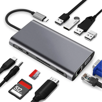 Hub USB-C 11 en 1 con VGA HDTV 4K, USB-C, SD/TF, AUX, Ethernet, PD, Estación de Conexión - Accesorios de Computación en Stock